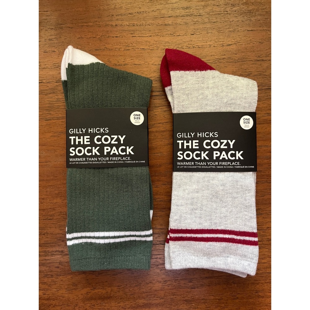 Gilly Hicks Cozy Sock Pack Crew Socks 2 Pair Green Gray OS